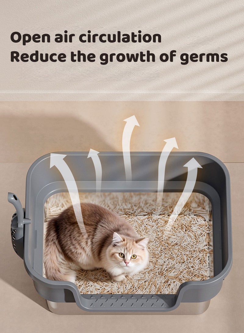 Kidle Cat Litter Box Metal Litter Pan Tray with High Wall Sides Non-Sticky Odorless - Image 3